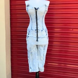 Silver diva strapless denim pants